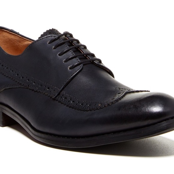 JD FISK Mens Abbott Wingtip Black Leather NEW